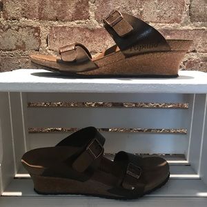 Papillio- Birkenstock two strap heeled sandal
